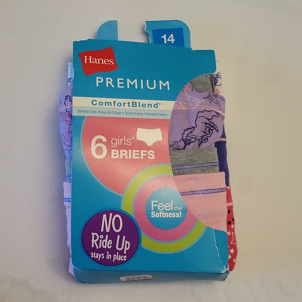 HANES Girls Briefs Comfort Blend 6 pair size 14